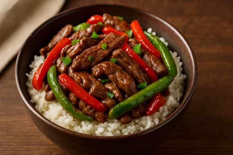 beef and pepper rice bowl